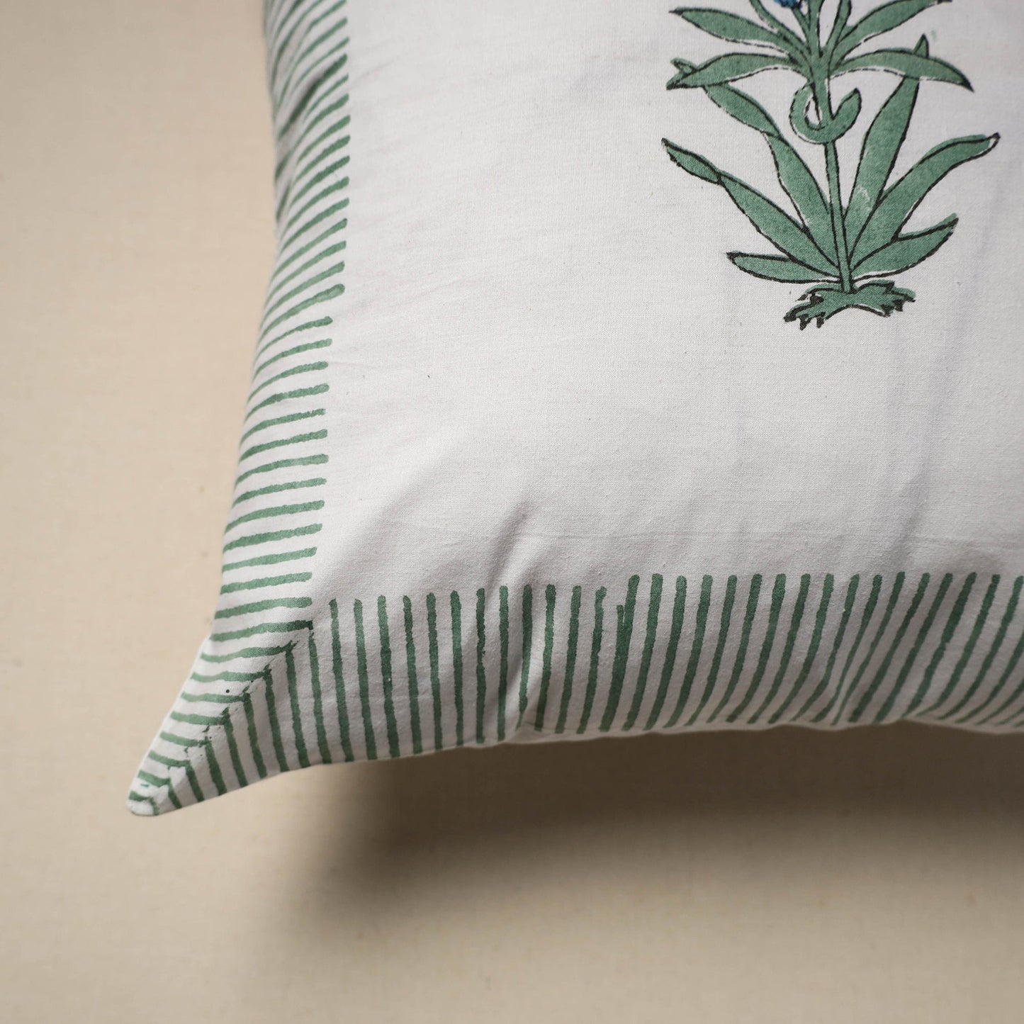 Cotton sanganeri cushion cover (16 x 16 in) 13 - handcrafted