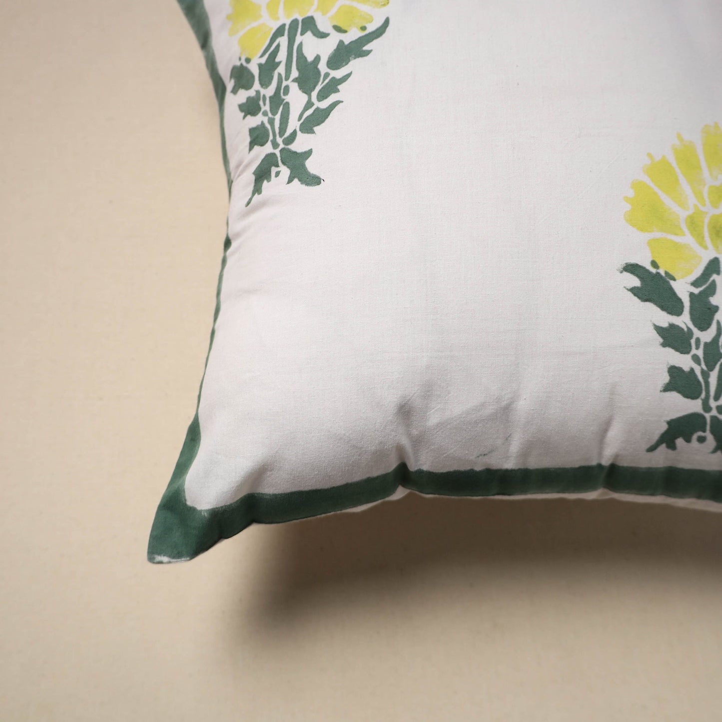 Cotton sanganeri cushion cover (16 x 16 in) 38 - handcrafted