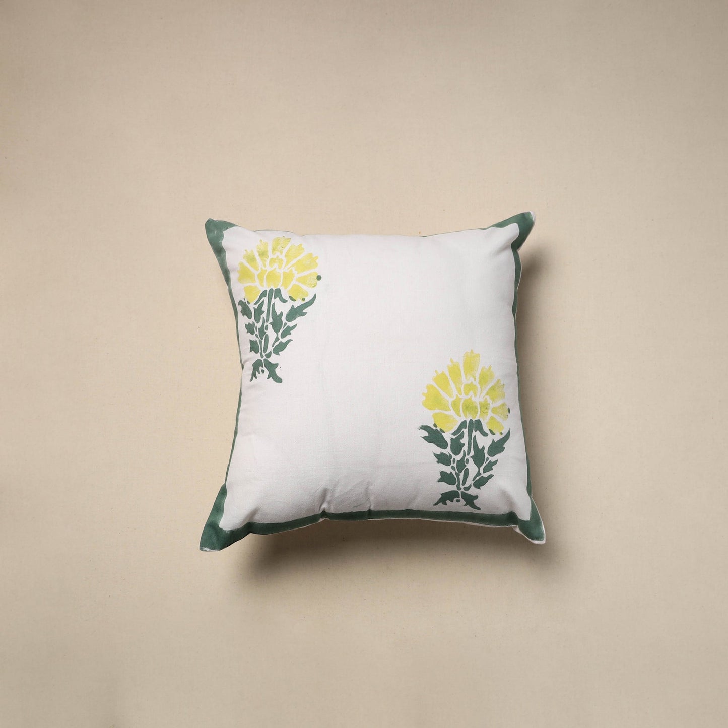 Cotton sanganeri cushion cover (16 x 16 in) 38 - handcrafted