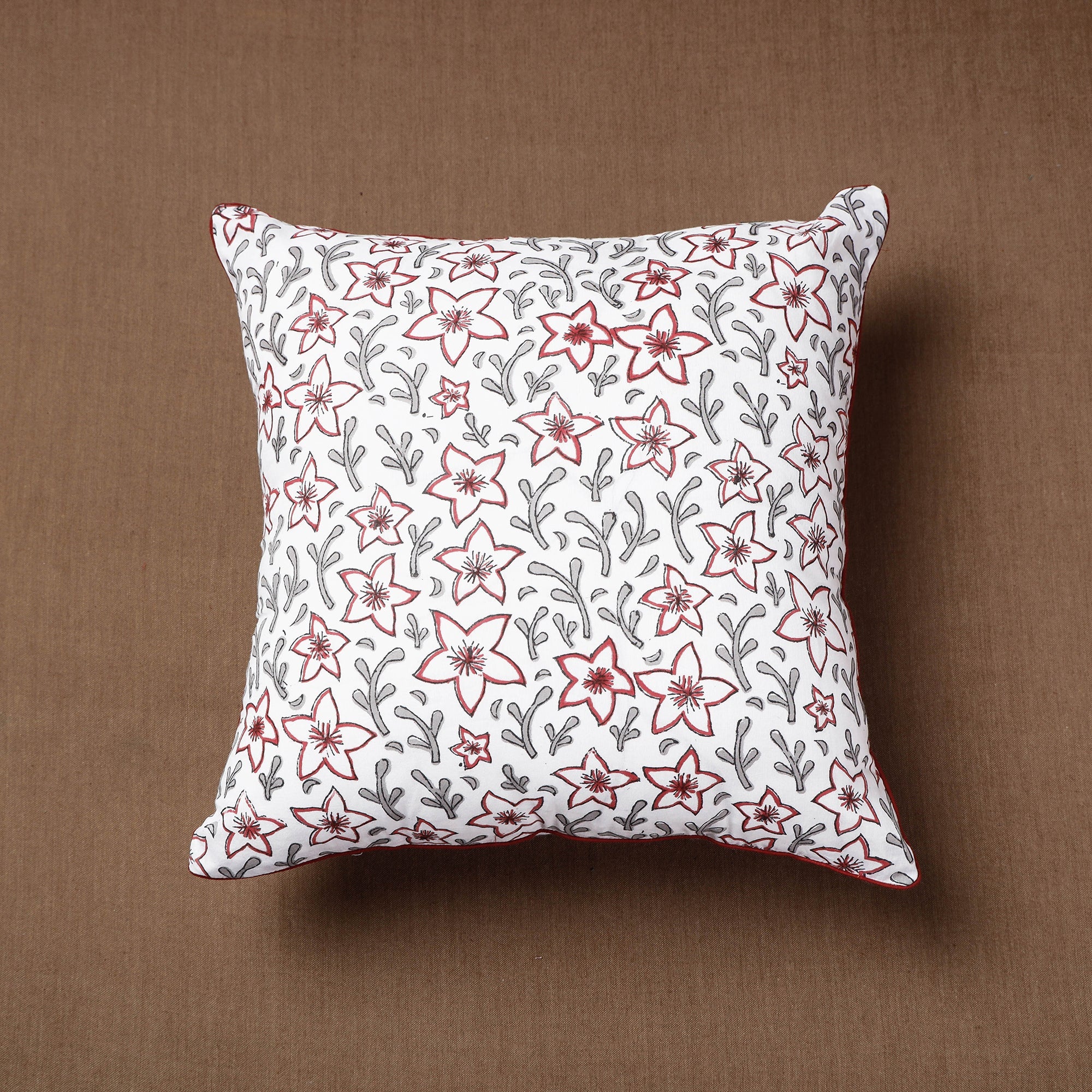 Yellow - Block Print Cotton Sanganeri Cushion Cover 17