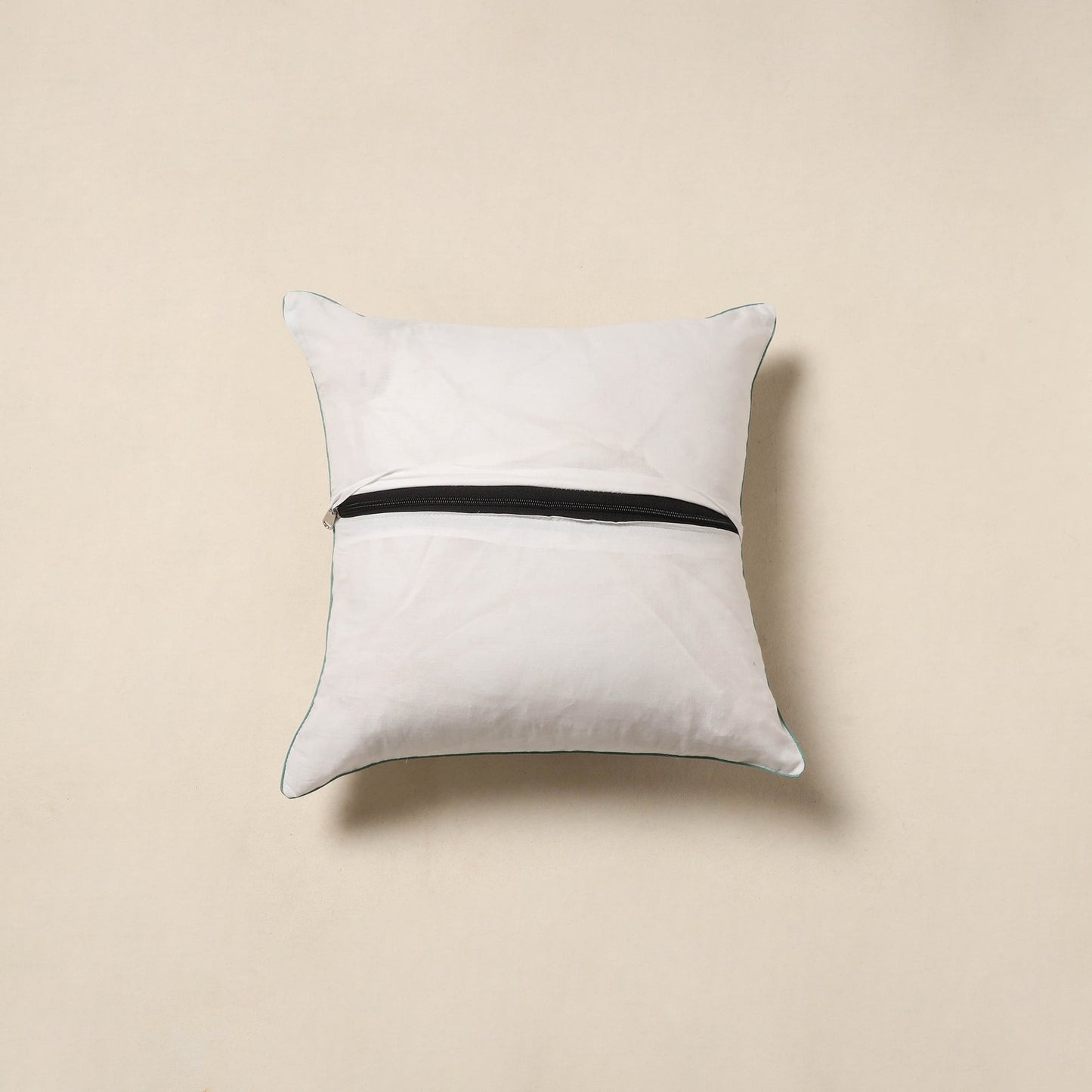 White - cotton sanganeri cushion cover 28 - handcrafted