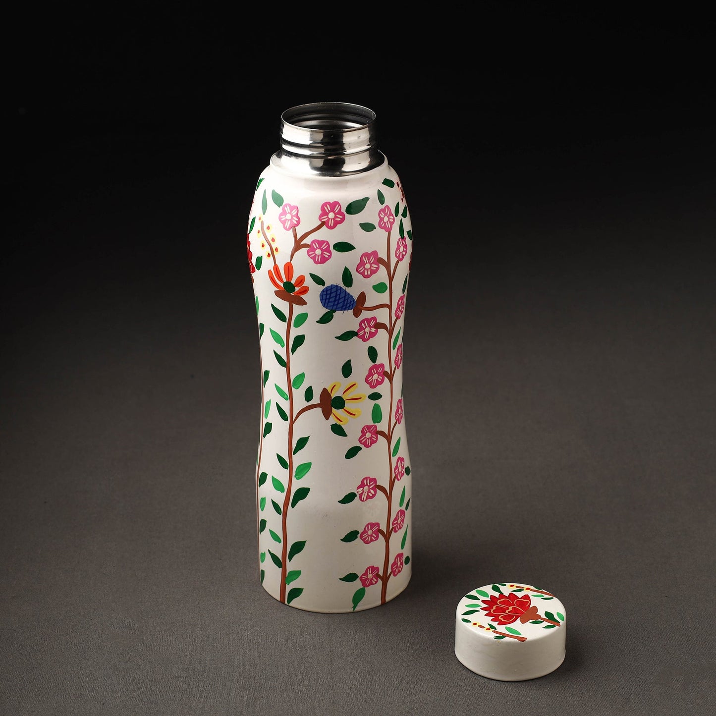 Floral Handpainted Enamelware Stainless Steel Water Bottle