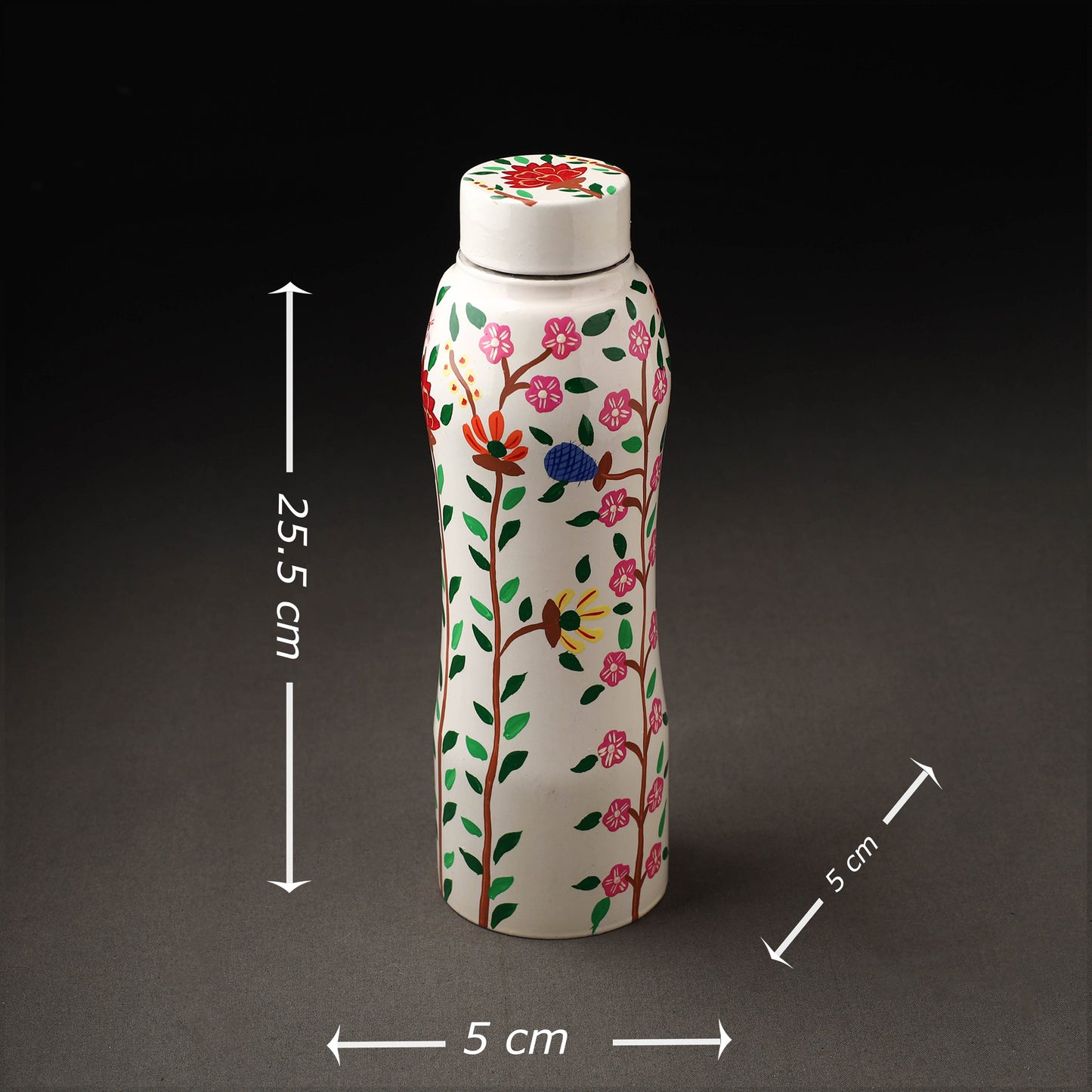 Floral Handpainted Enamelware Stainless Steel Water Bottle