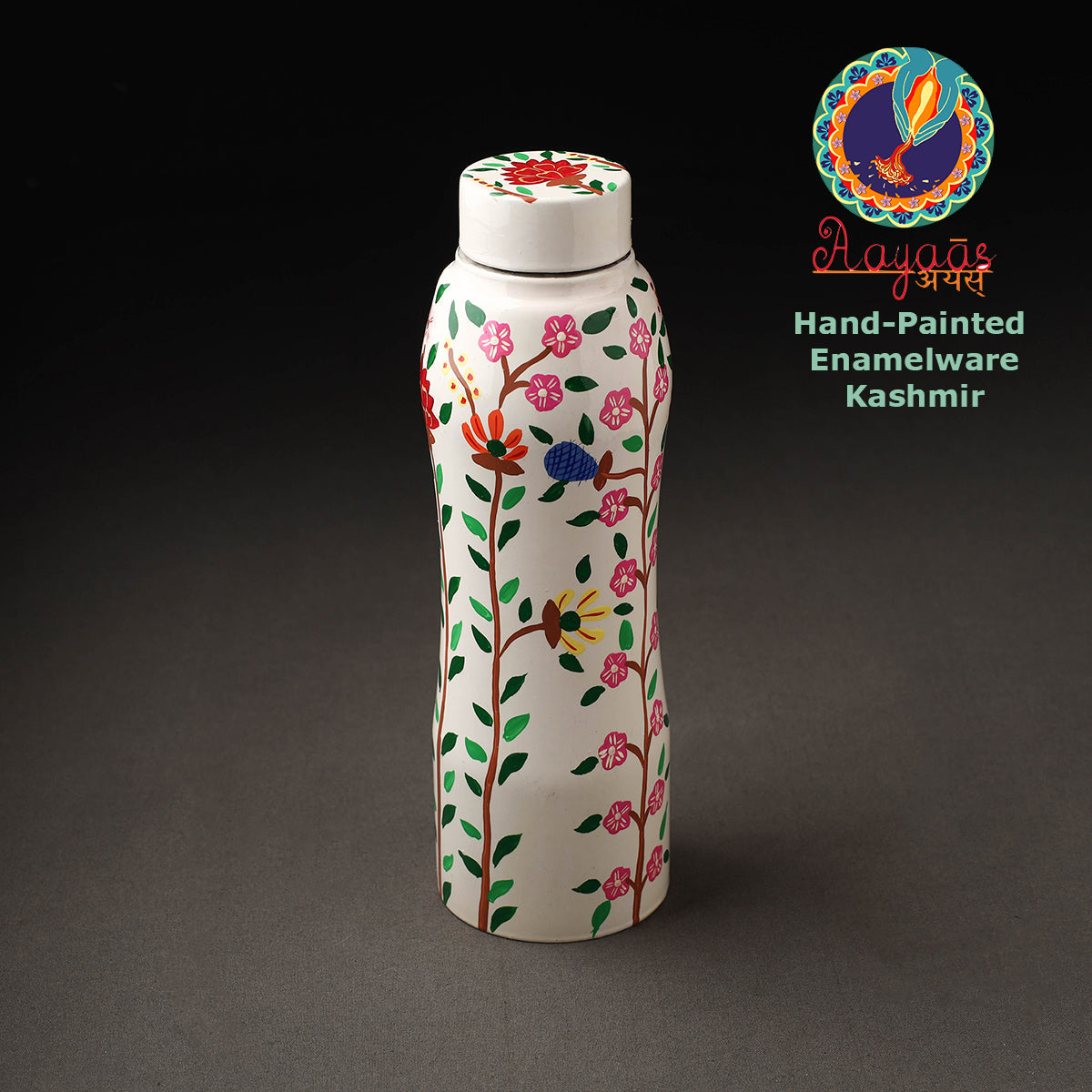 Floral Handpainted Enamelware Stainless Steel Water Bottle
