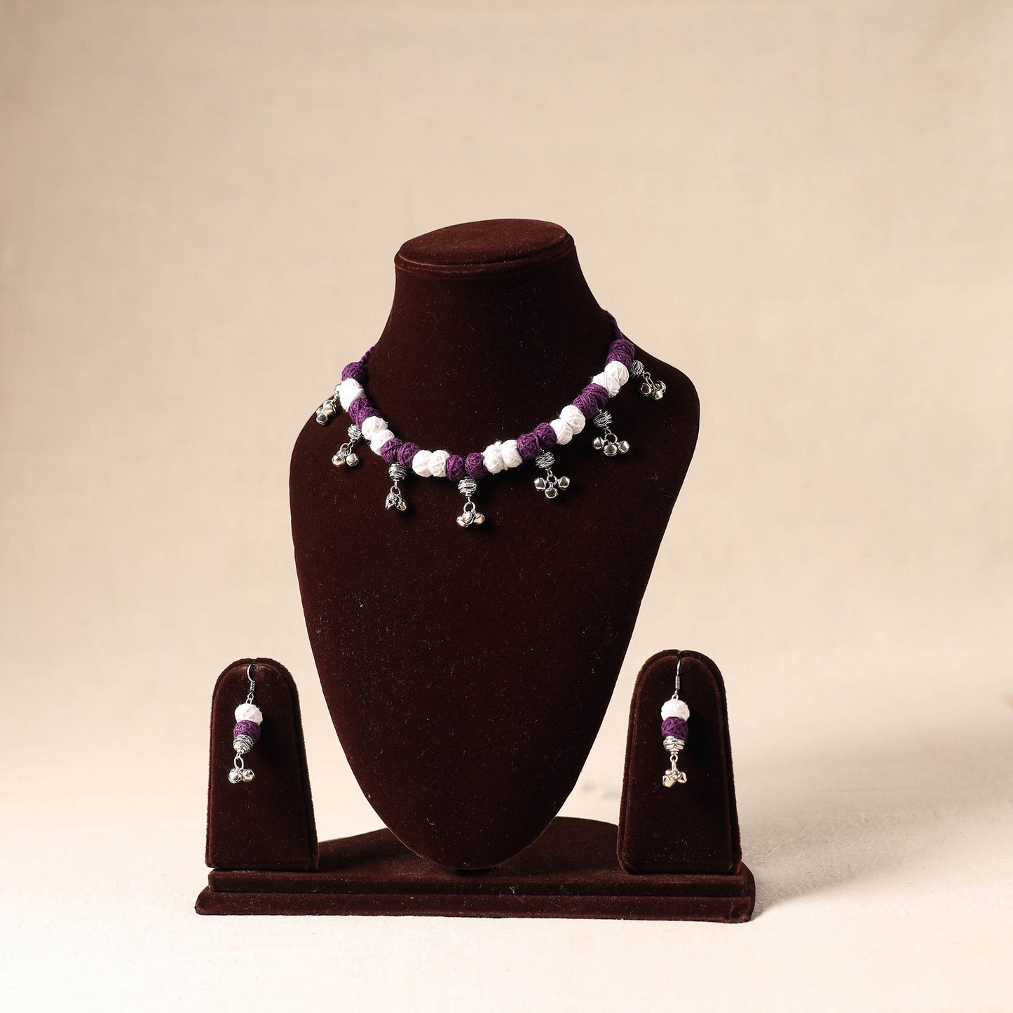 White - german silver thread beads necklace set 09