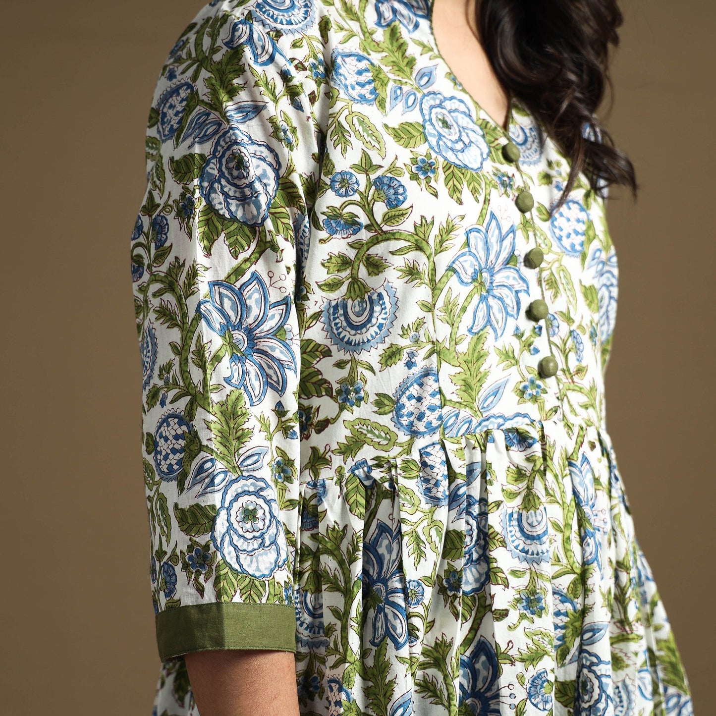 Buy Sanganeri Block Printed Cotton Flared Dress Online at iTokri.com