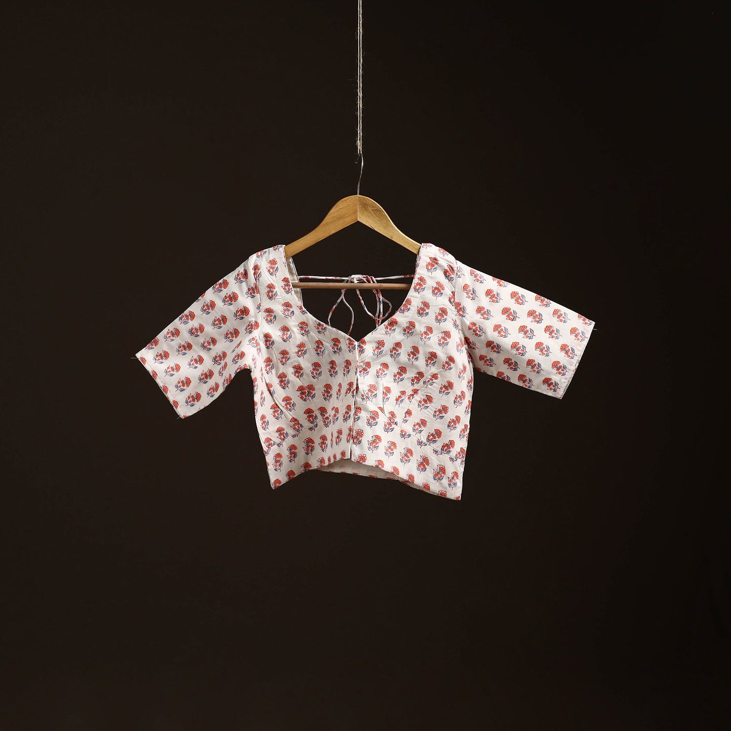 White - hand cotton sanganeri readymade blouse 08