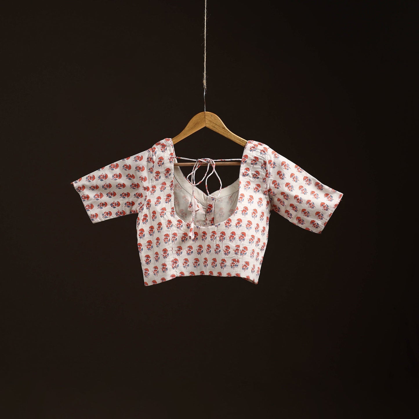 White - hand cotton sanganeri readymade blouse 08