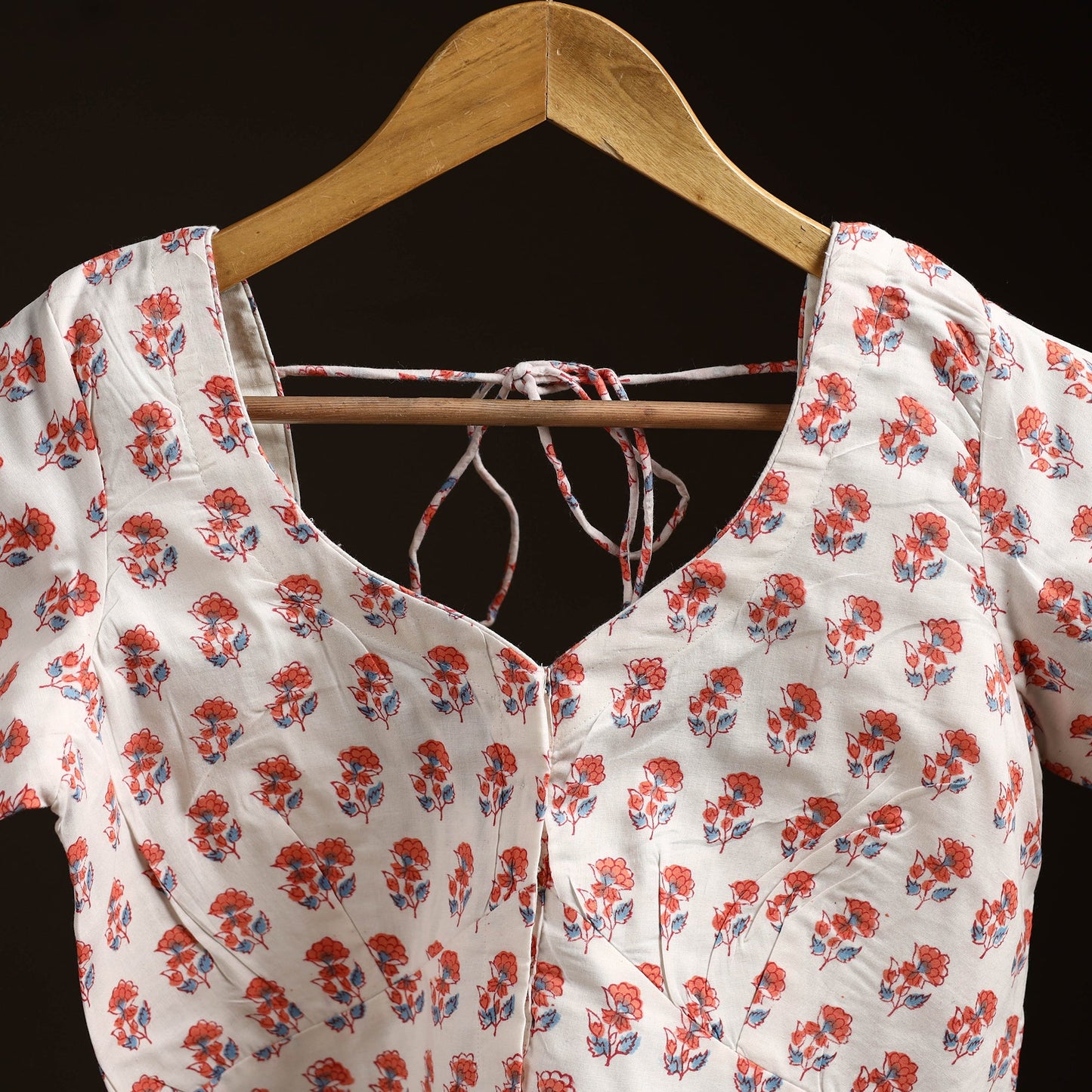 White - hand cotton sanganeri readymade blouse 08