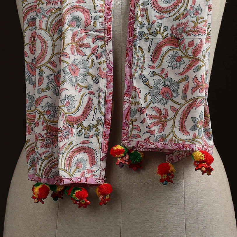 Hand cotton sanganeri stole 07 - handcrafted