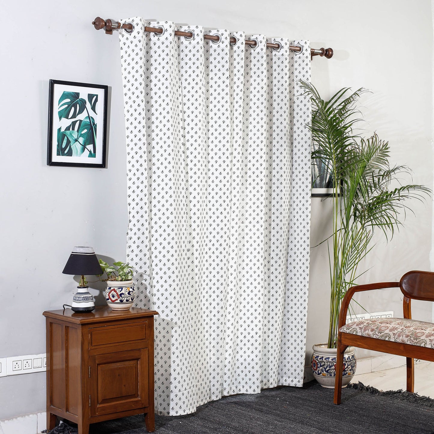block printed window curtain