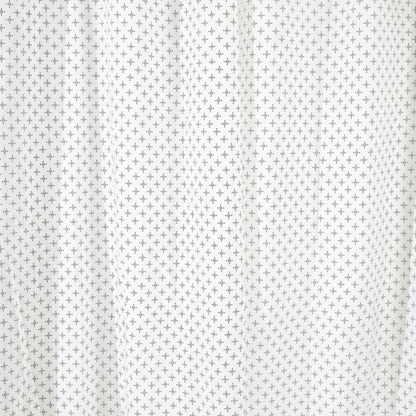 White - hand printed cotton door curtain (7 x 3.5 feet)