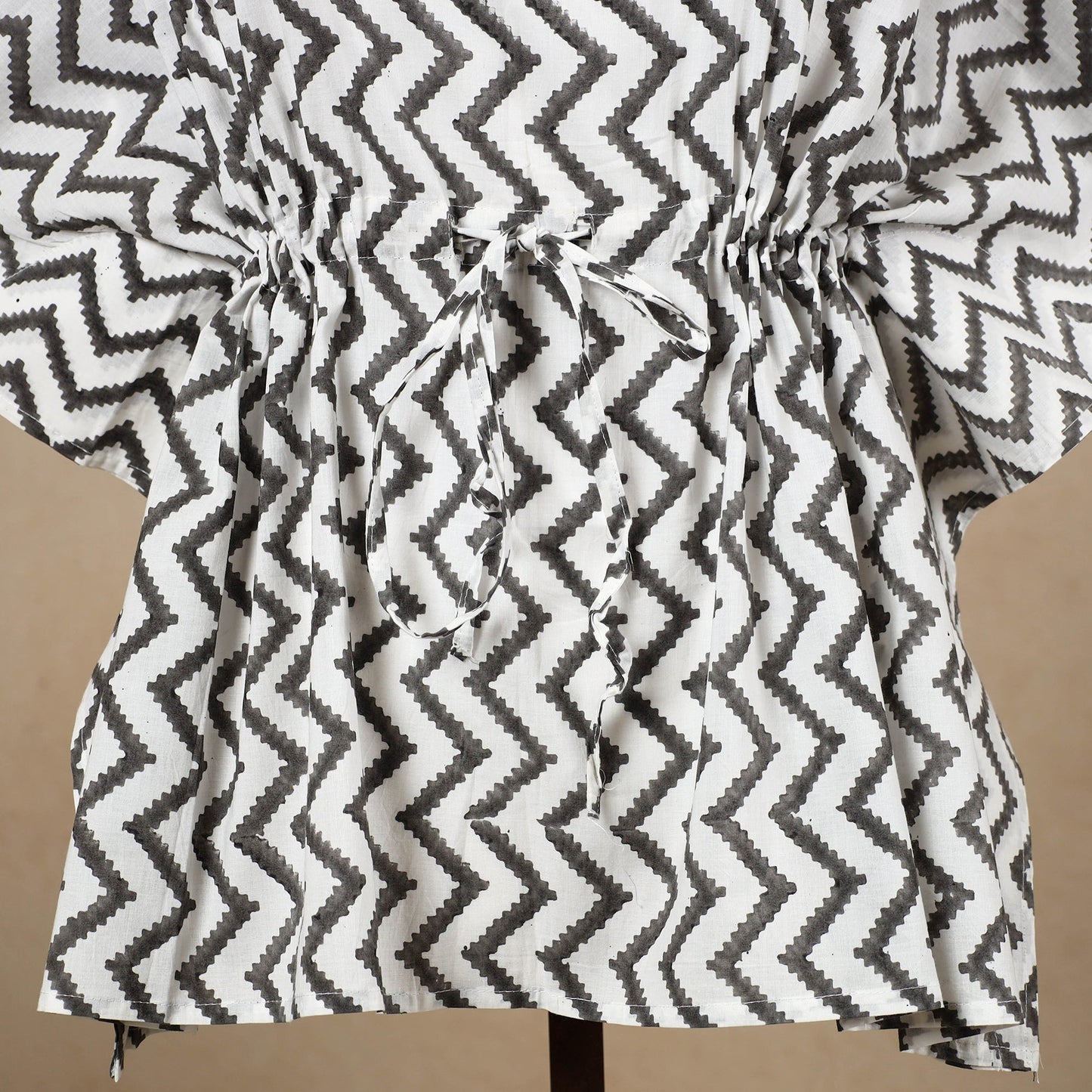 Hand Block Printed Cotton Kaftan with Tie-Up Waist