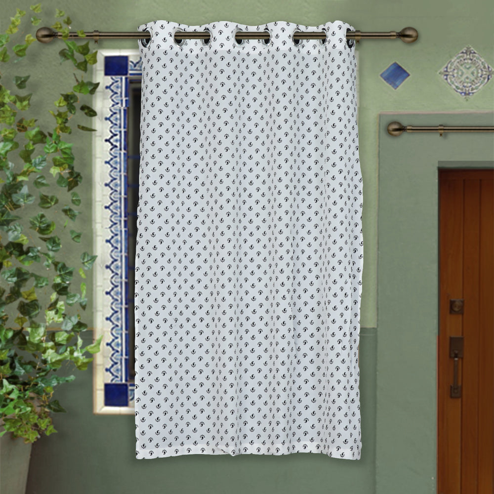 block printed window curtain