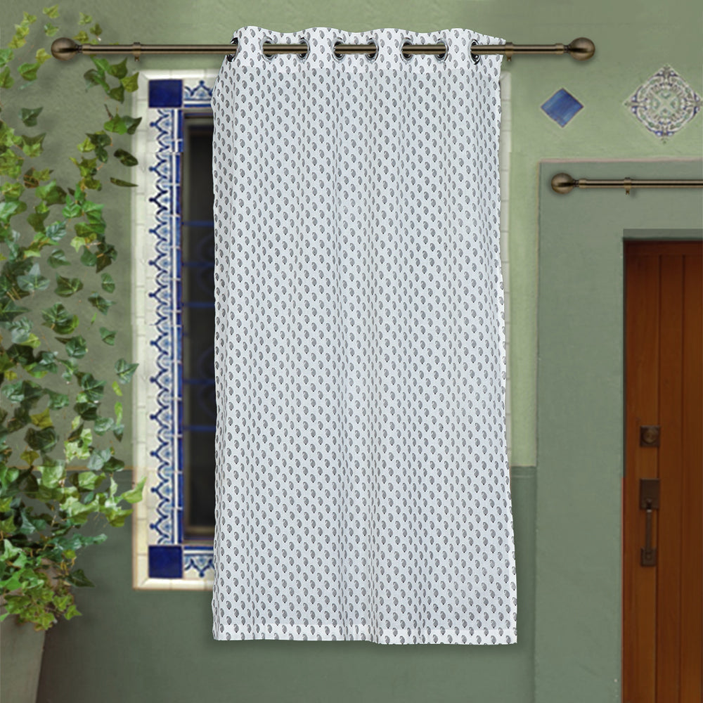 block printed window curtain
