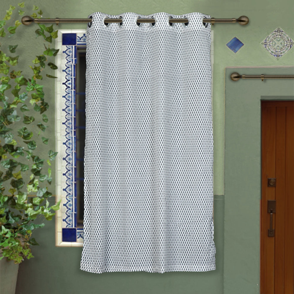 block printed window curtain