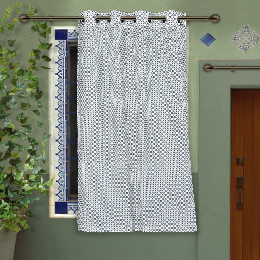 block printed window curtain