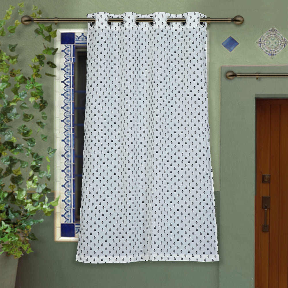 block printed window curtain