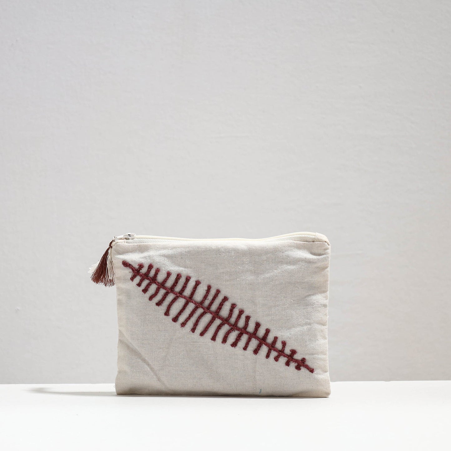 Handcrafted Cotton Recycled Leaf Design Cosmetic Pouch