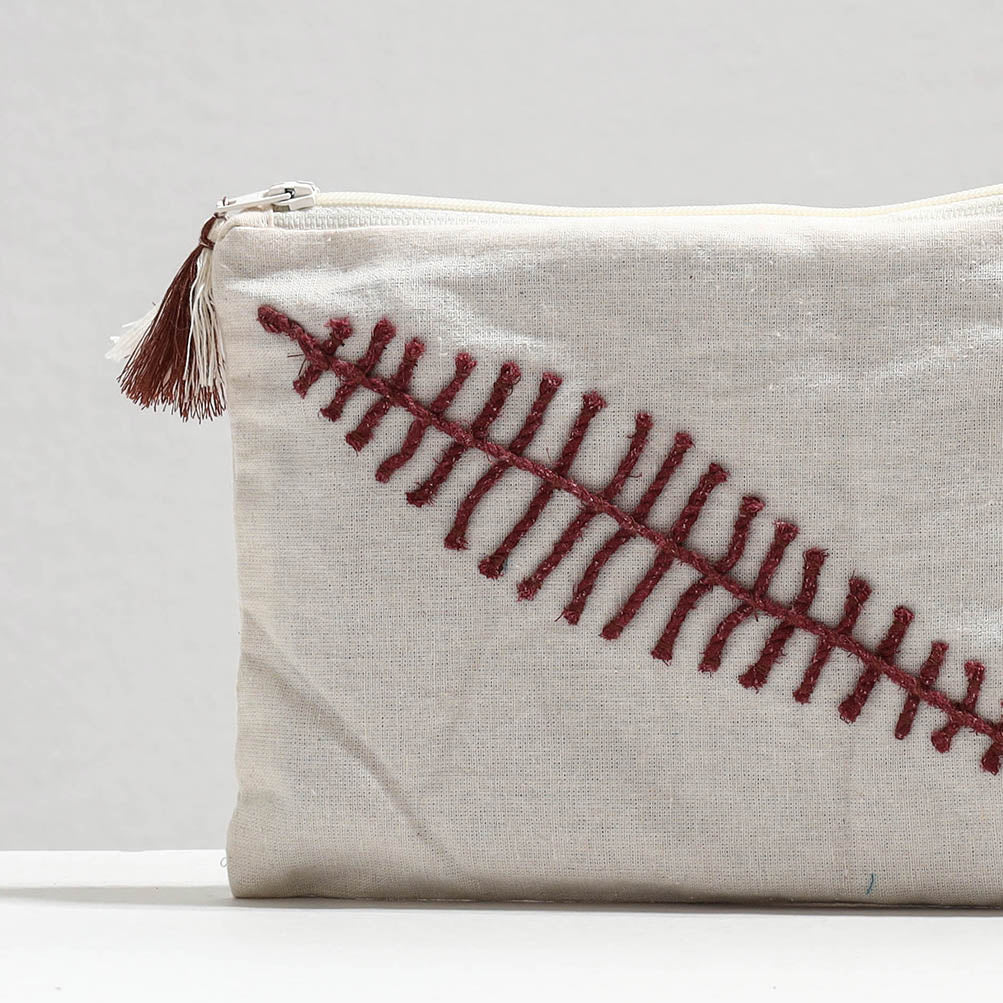 Handcrafted Cotton Recycled Leaf Design Cosmetic Pouch