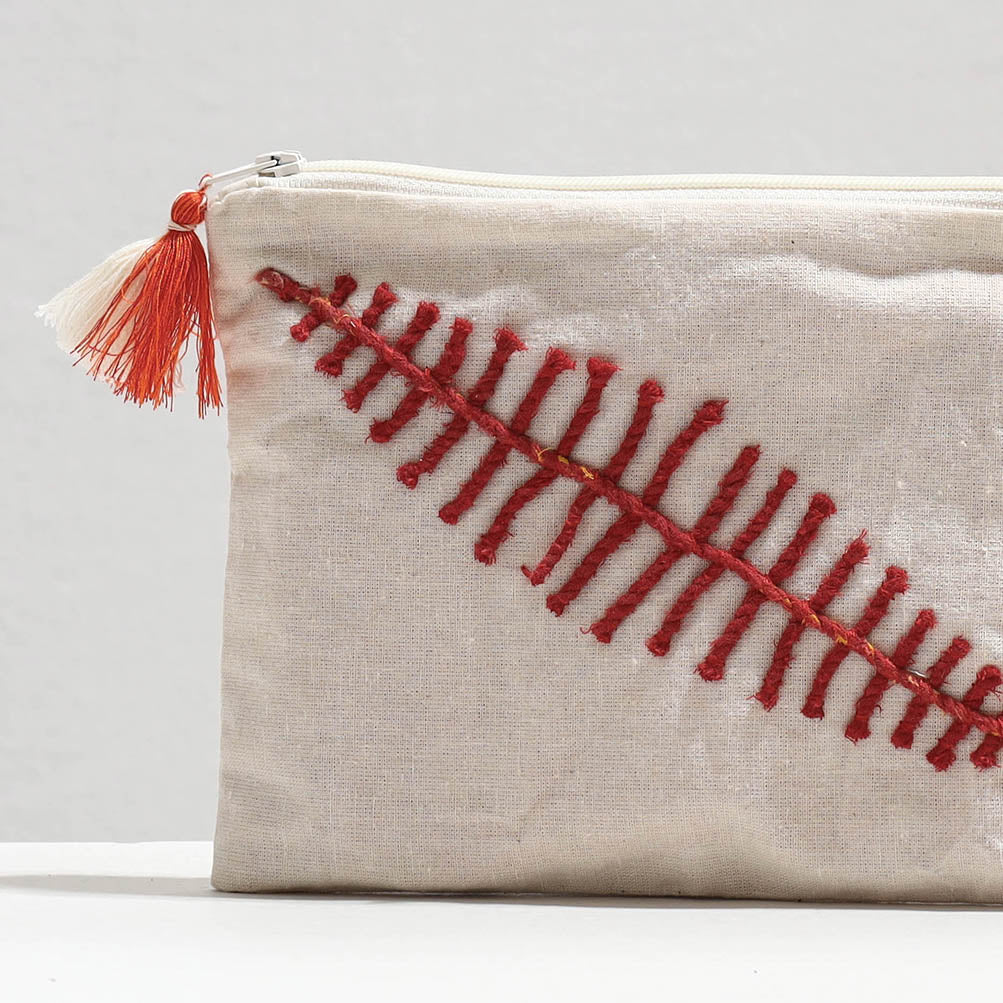Handcrafted Cotton Recycled Leaf Design Cosmetic Pouch