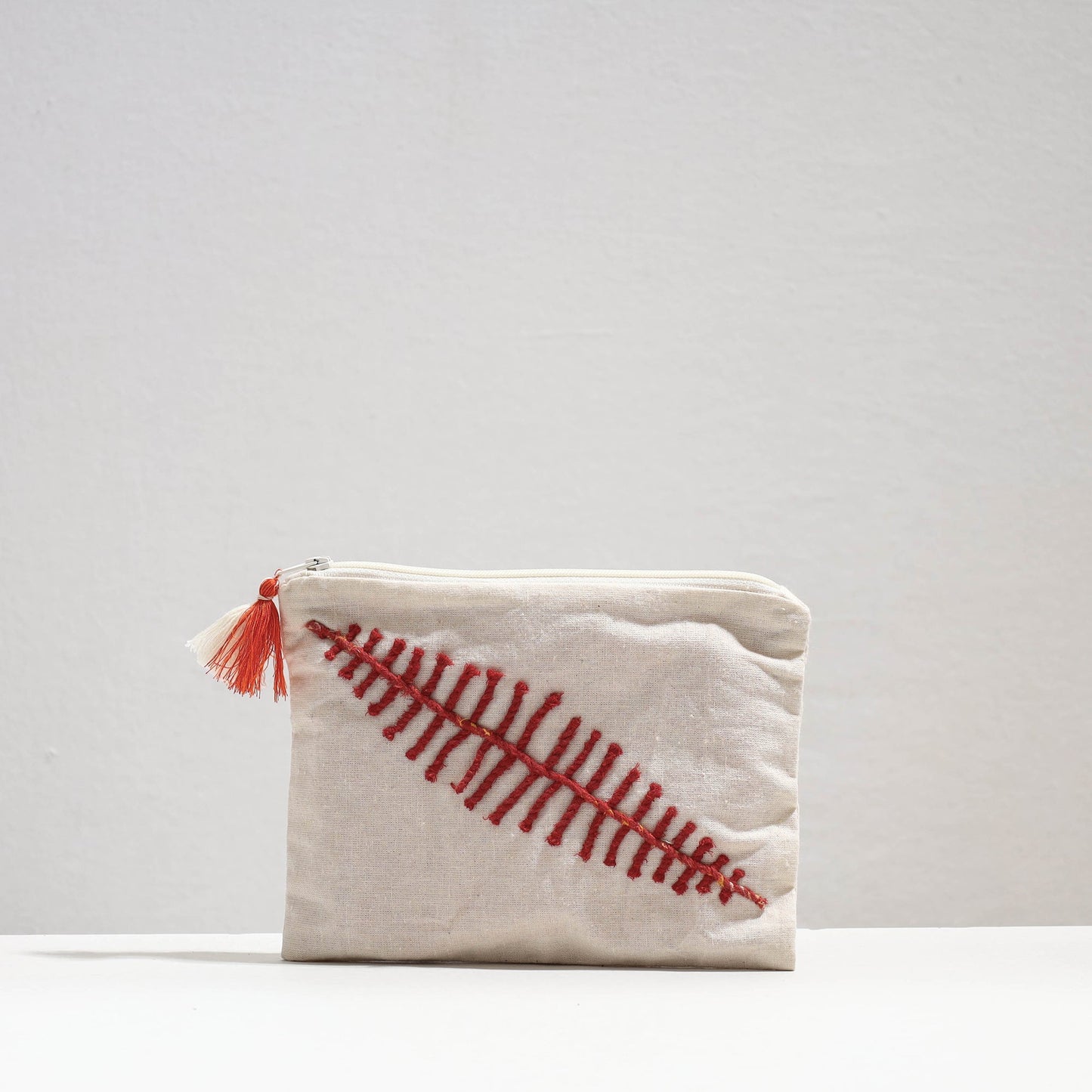 Handcrafted Cotton Recycled Leaf Design Cosmetic Pouch