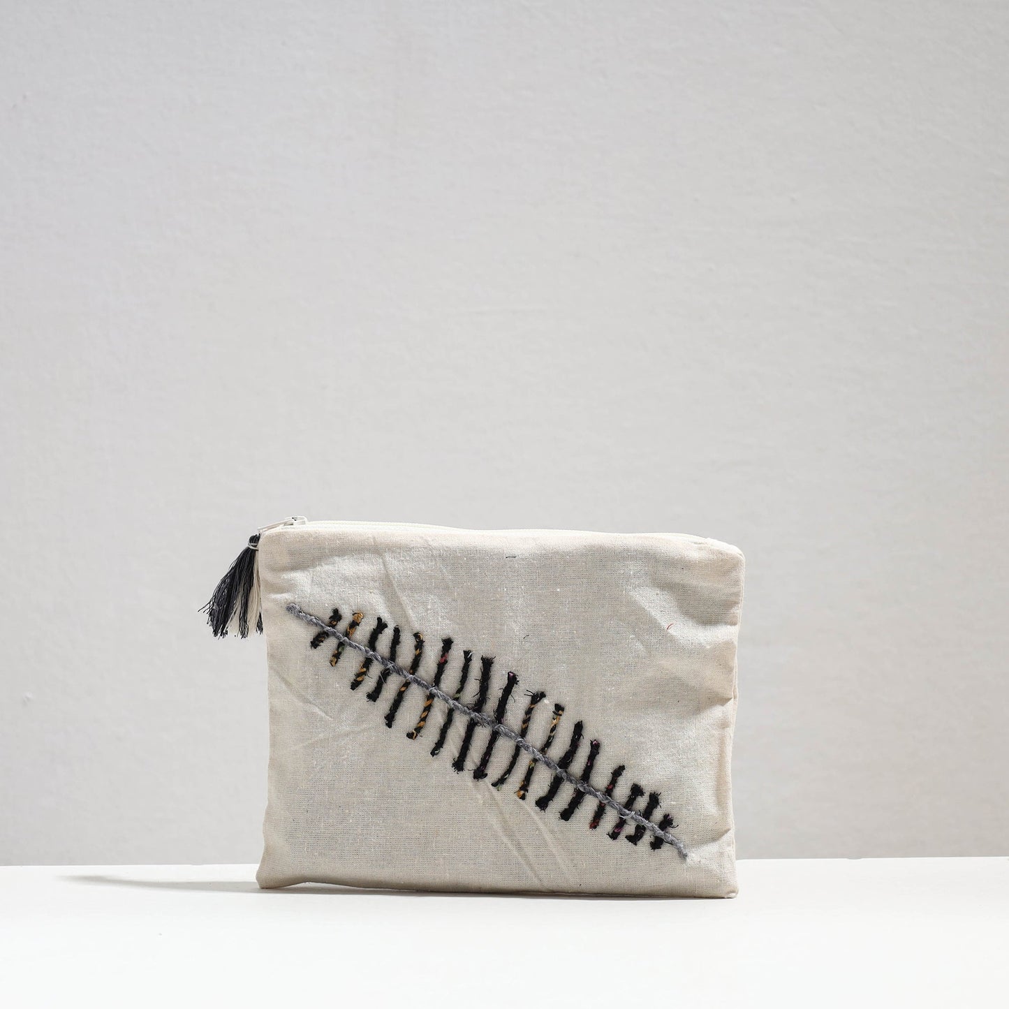 Handcrafted Cotton Recycled Leaf Design Cosmetic Pouch