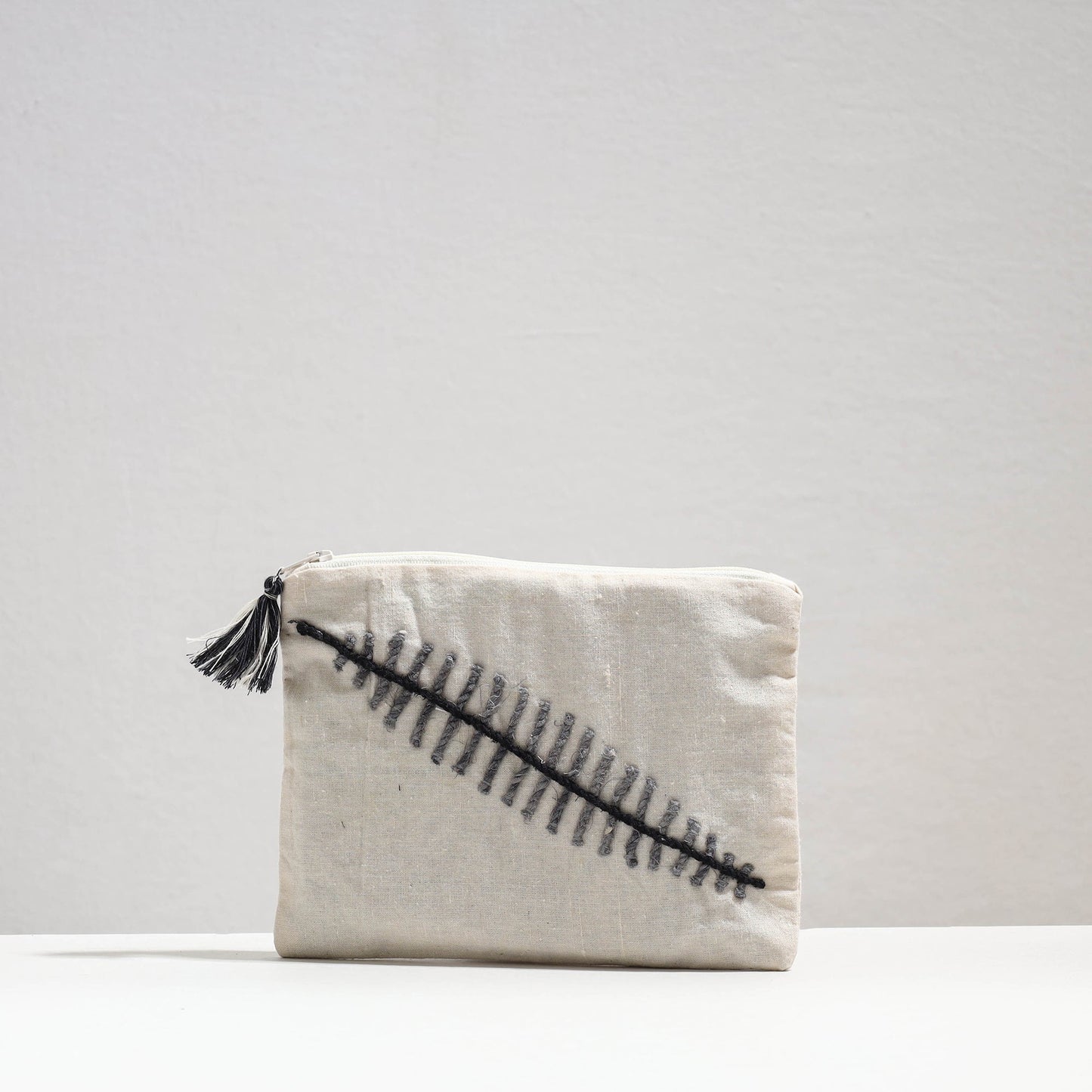 Handcrafted Cotton Recycled Leaf Design Cosmetic Pouch