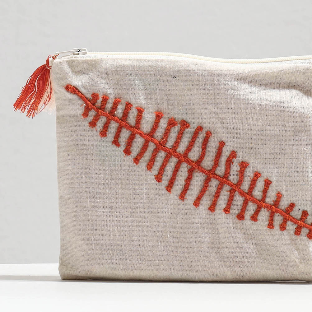 Handcrafted Cotton Recycled Leaf Design Cosmetic Pouch