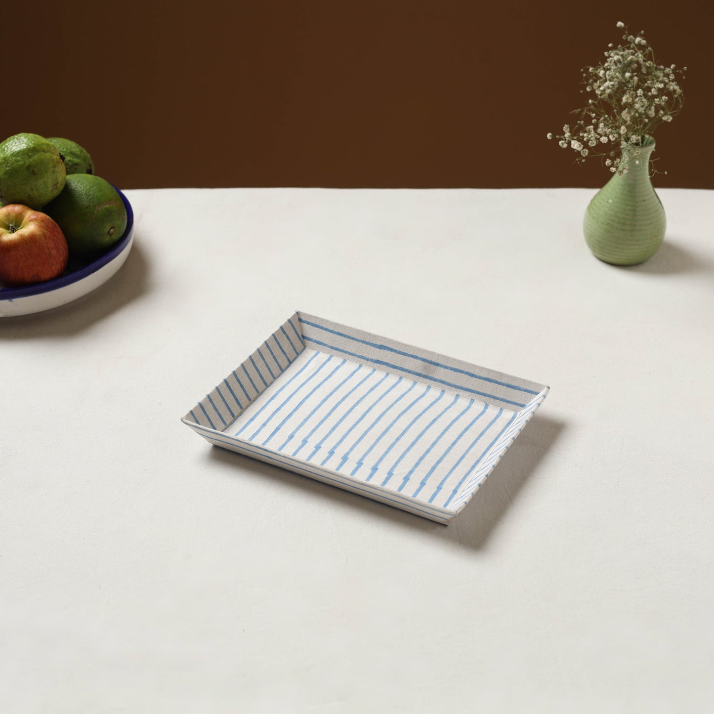 White - handcrafted fabric valet tray (9 x 7 in) 12