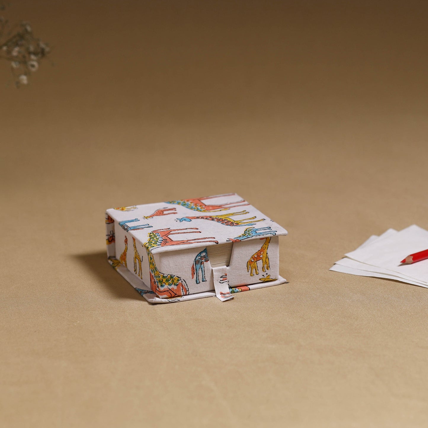 White - handcrafted printed card holder with slips 09