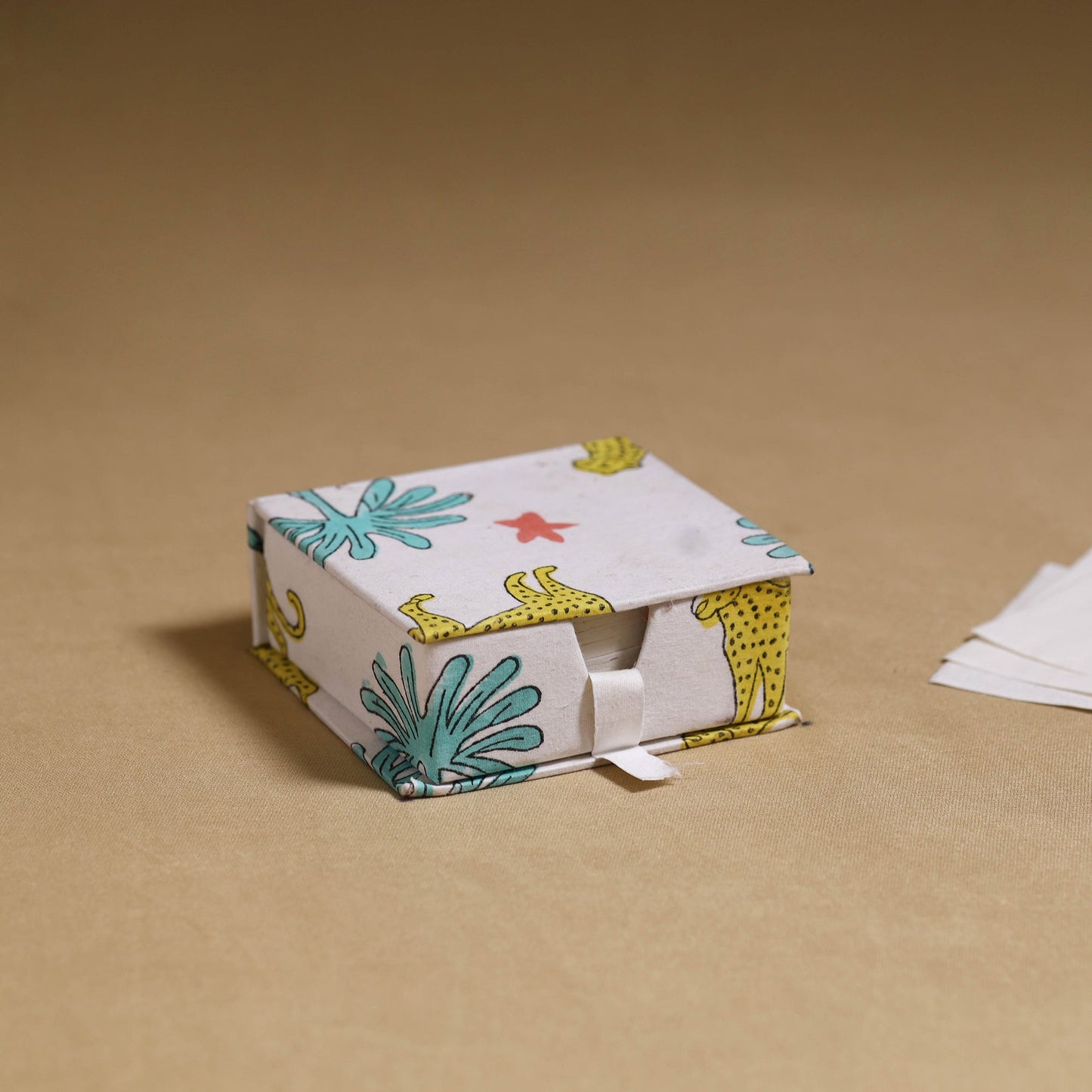 White - handcrafted printed card holder with slips 30