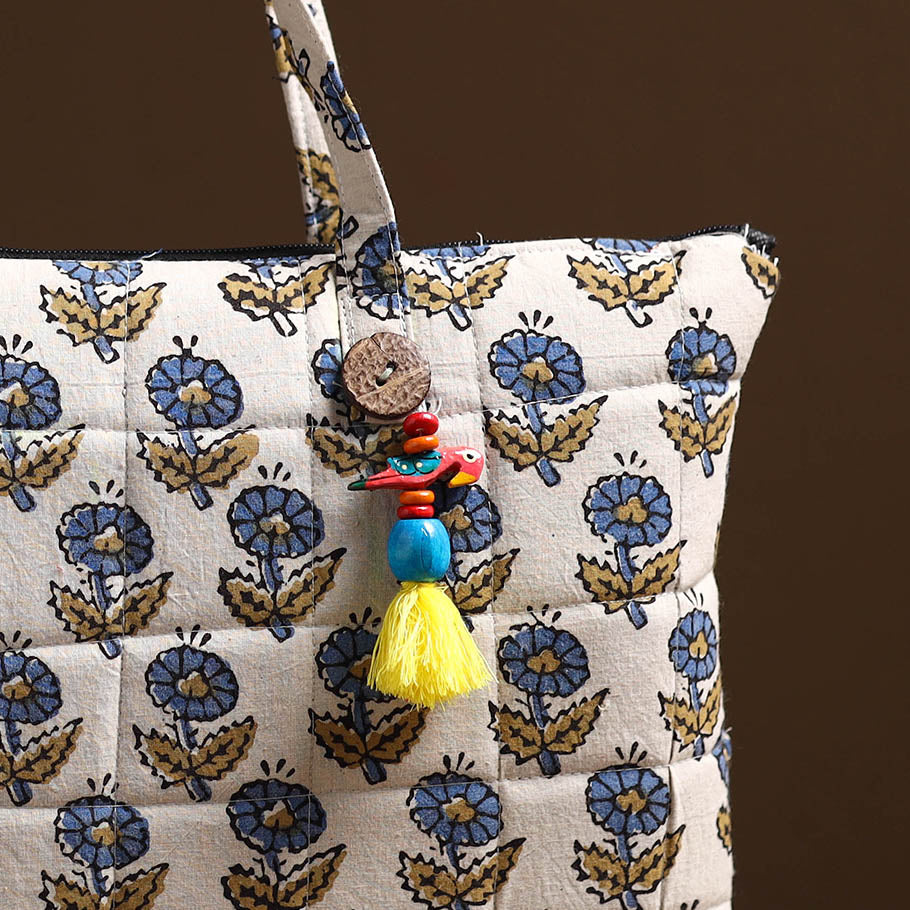 White Handcrafted Quilted Cotton Hand Bag 08