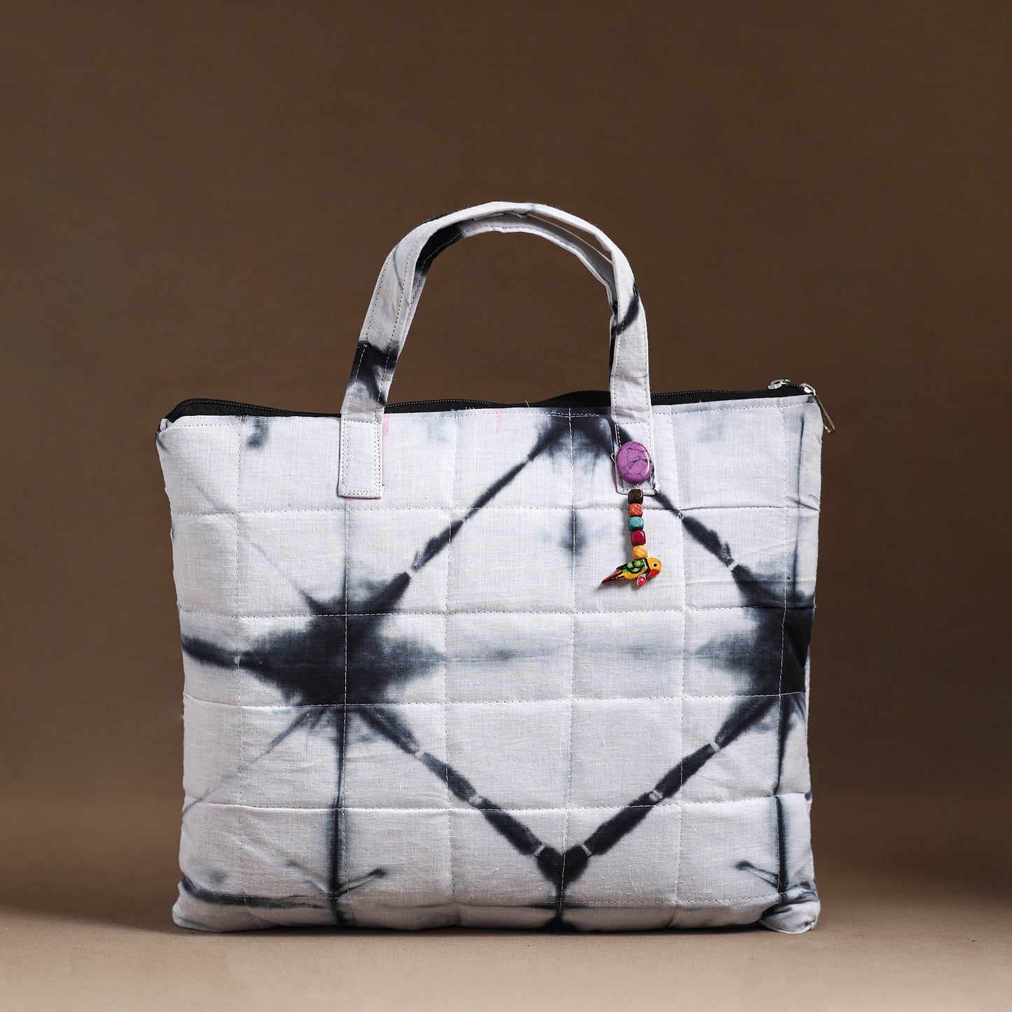 White Handcrafted Quilted Cotton Hand Bag 79