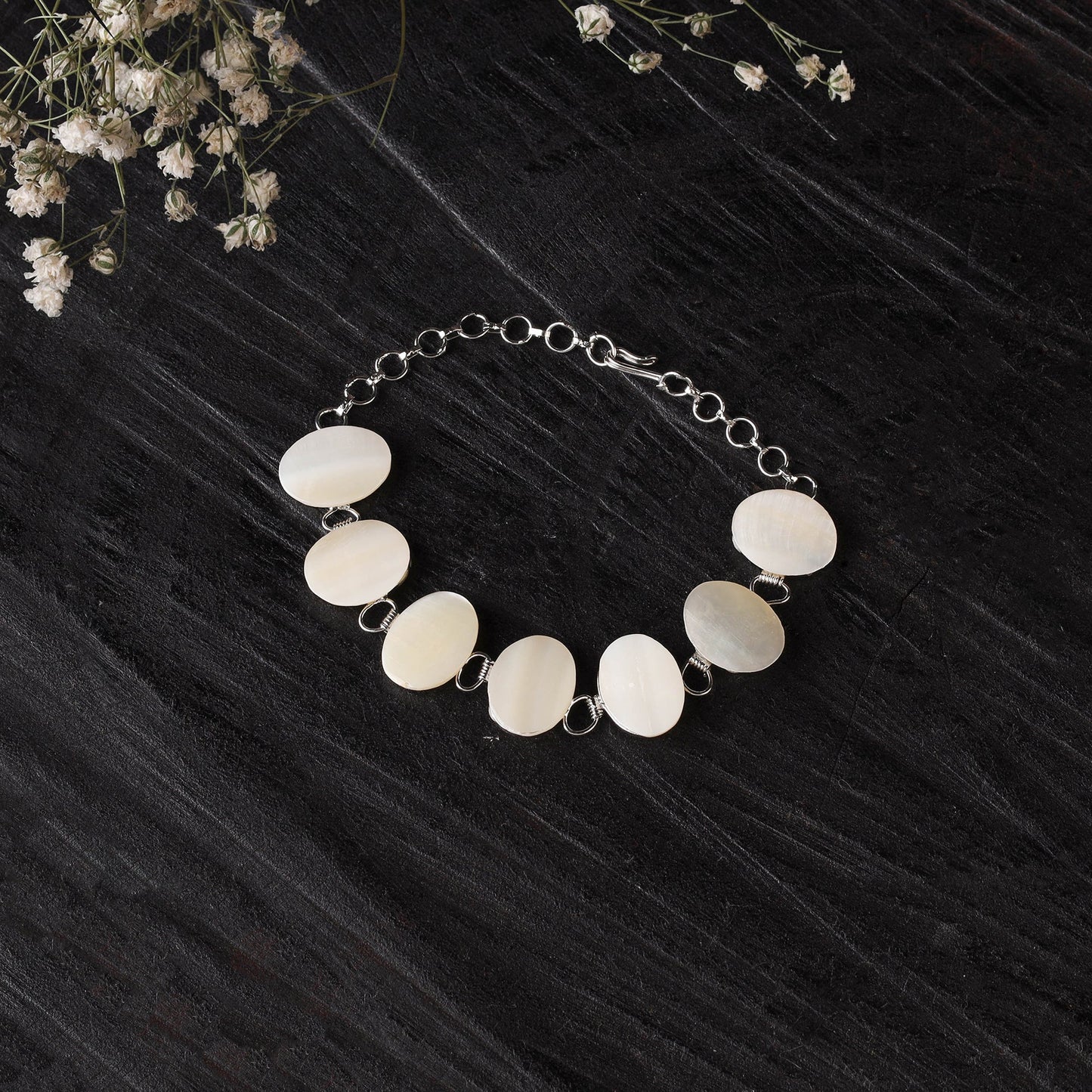 White - handcrafted seashell bracelet (adjustable) 36