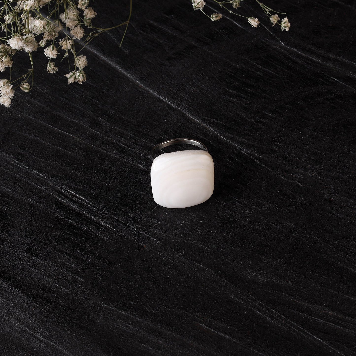 White - handcrafted seashell ring (adjustable) 13