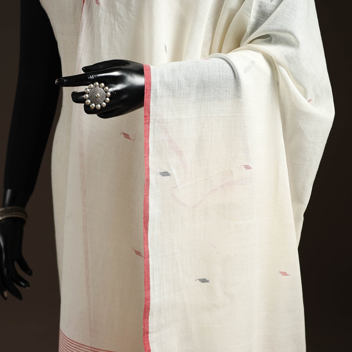 Handloom cotton bengal jamdani dupatta 28 - handcrafted