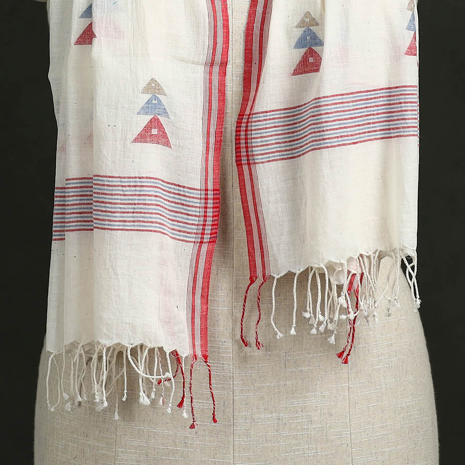 Handloom cotton burdwan jamdani stole with tassels 38