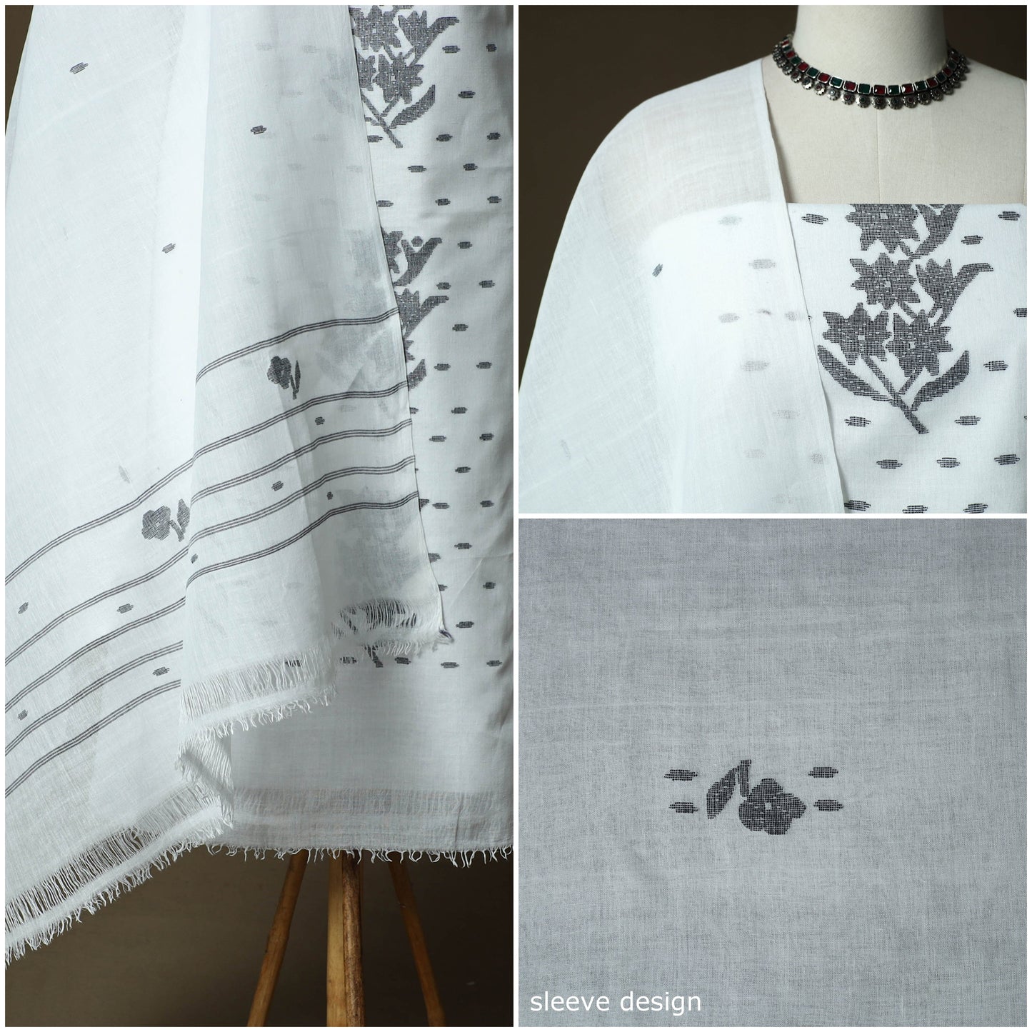 Handloom cotton manipuri 3pc unstitched dress material 02