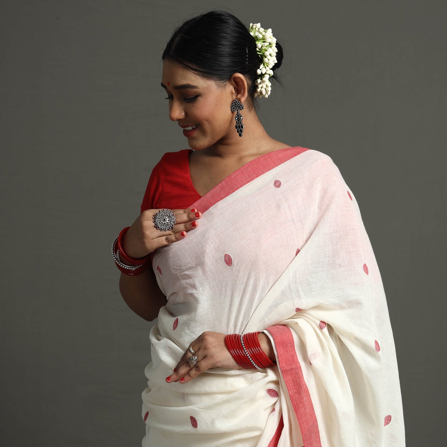 Handloom Cotton Phulia Jamdani Saree