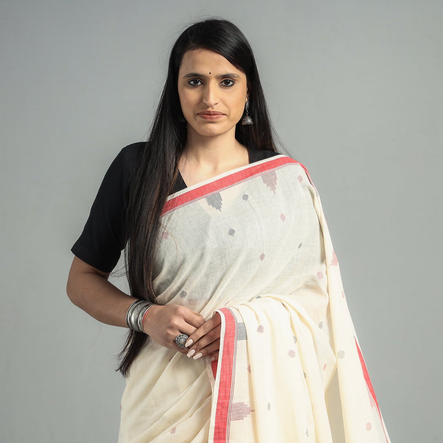 Handloom Cotton Phulia Jamdani Saree