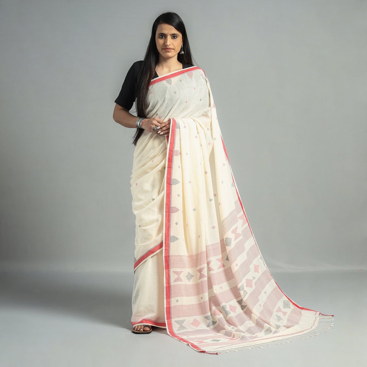 Handloom Cotton Phulia Jamdani Saree
