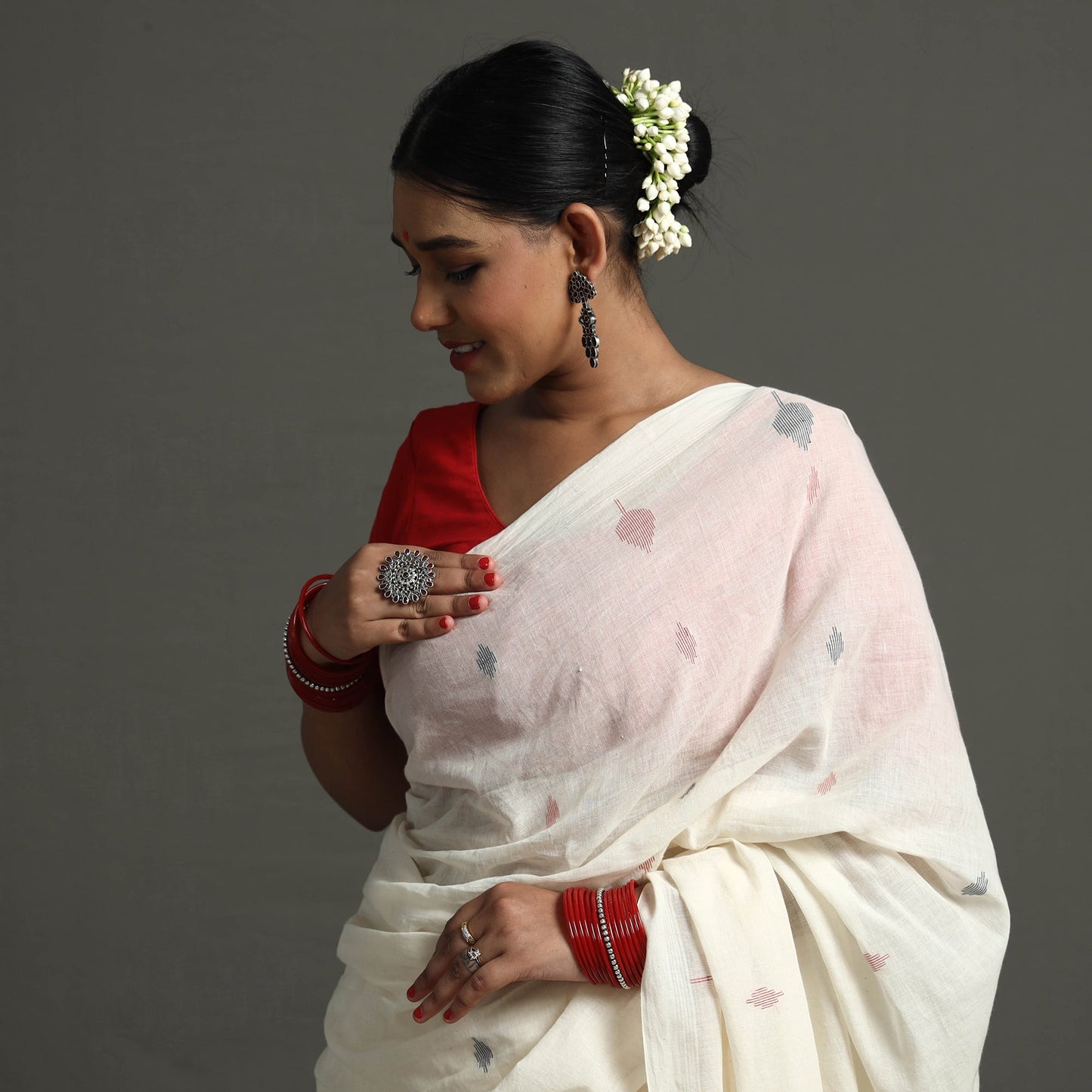 Handloom Cotton Phulia Jamdani Saree