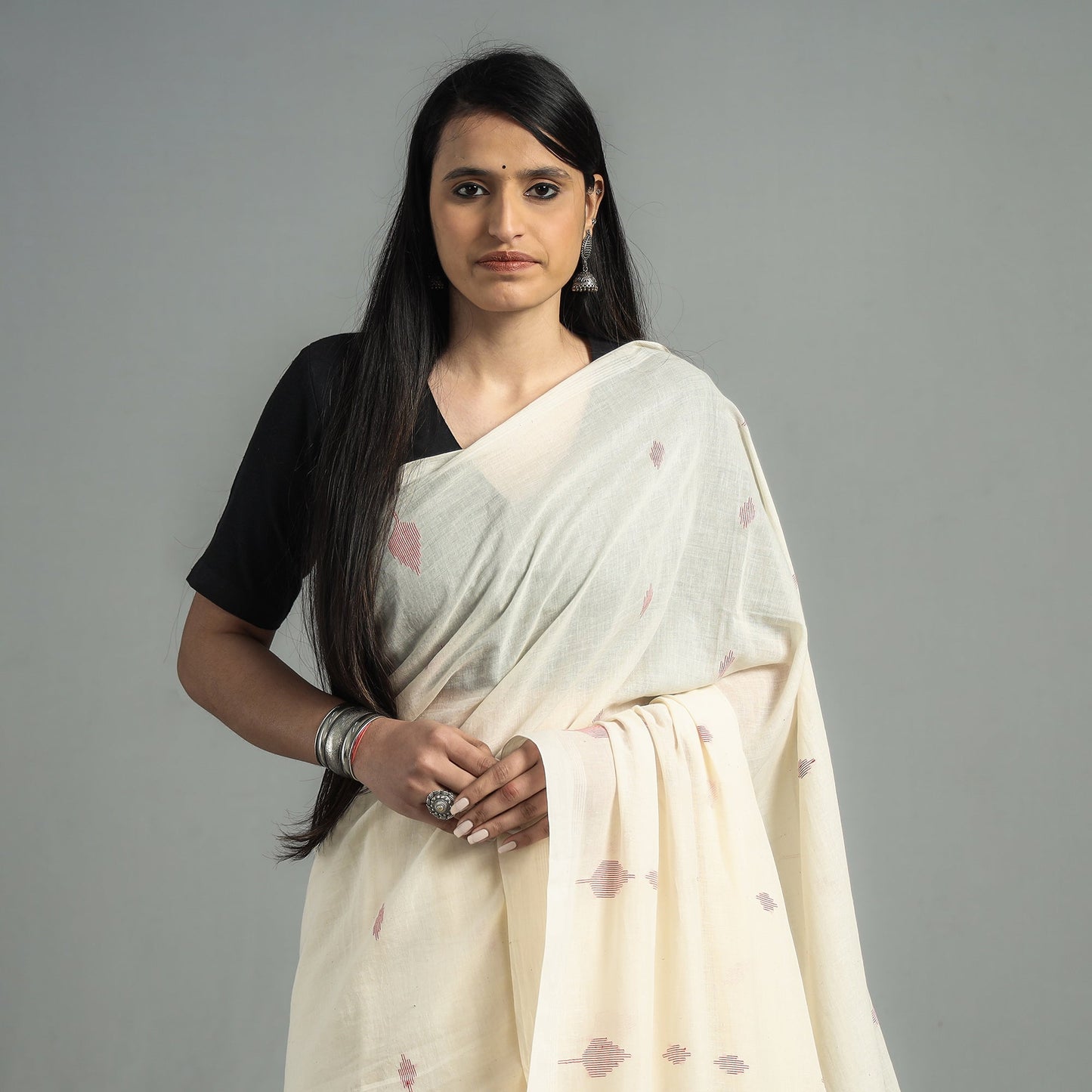 Buy Handloom Cotton Phulia Jamdani Saree