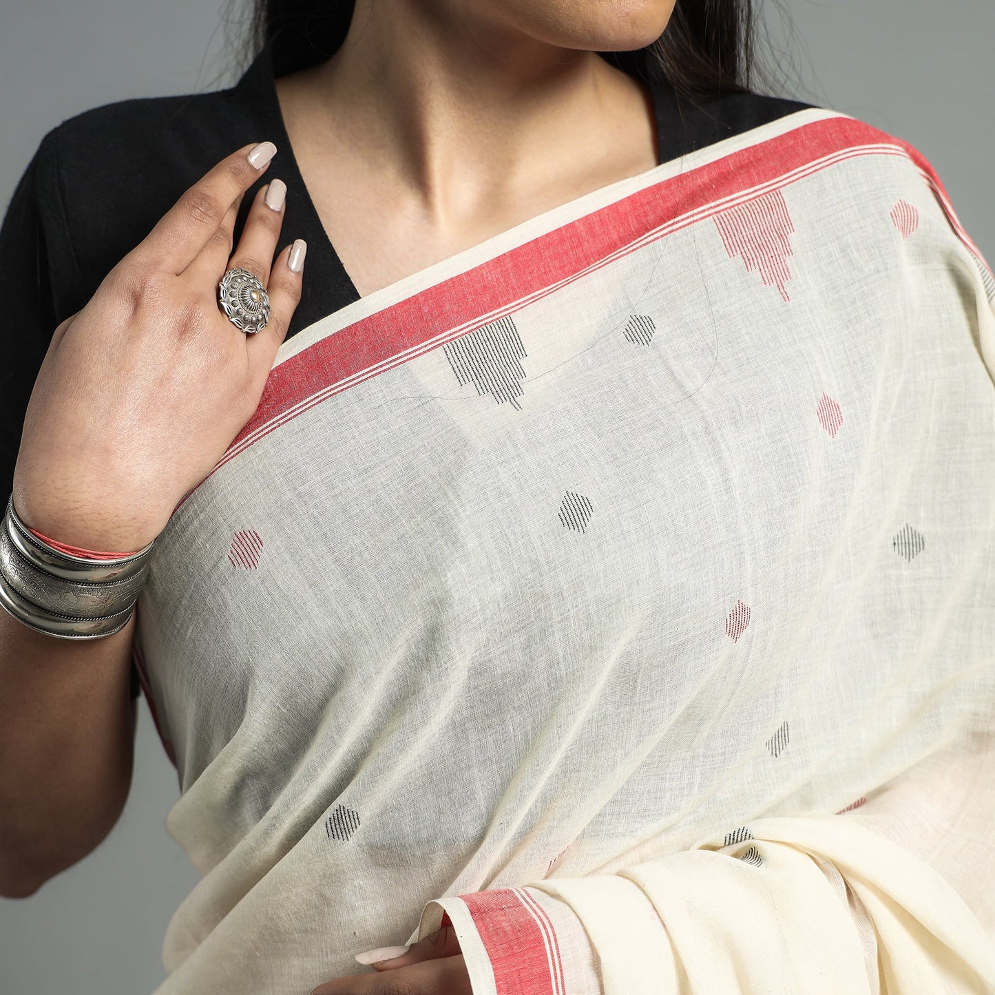 Handloom Cotton Phulia Jamdani Saree