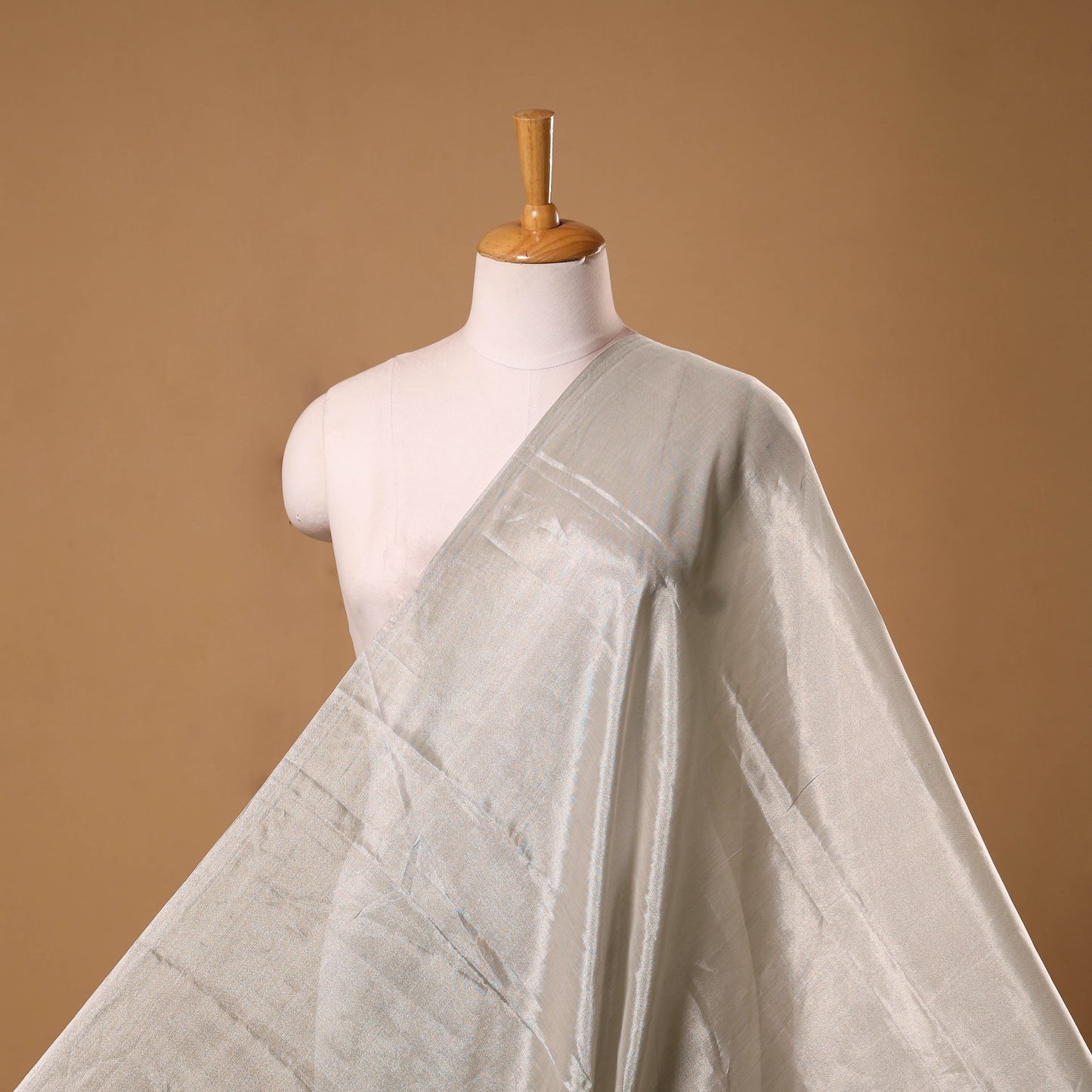 Handloom full tissue silver zari stripes chanderi silk