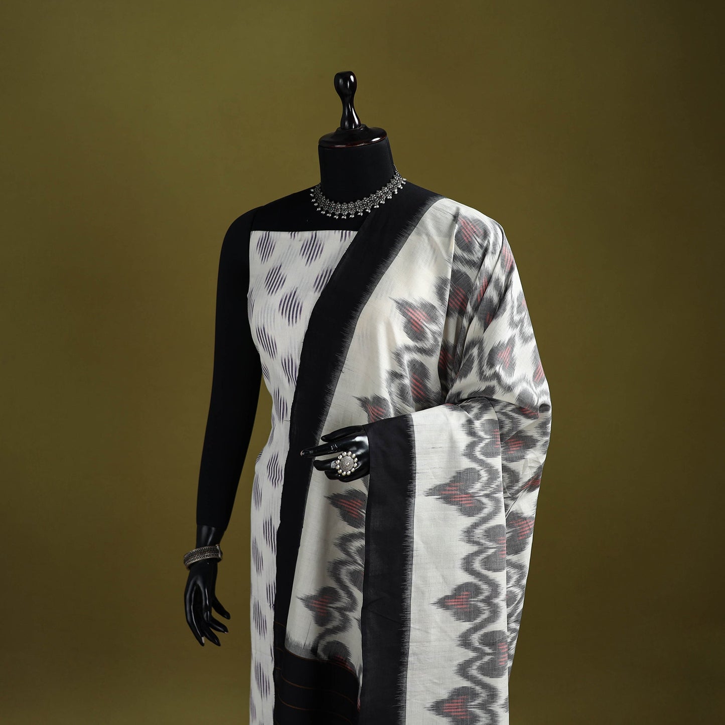 Handloom mercerised cotton pochampally ikat dupatta 32