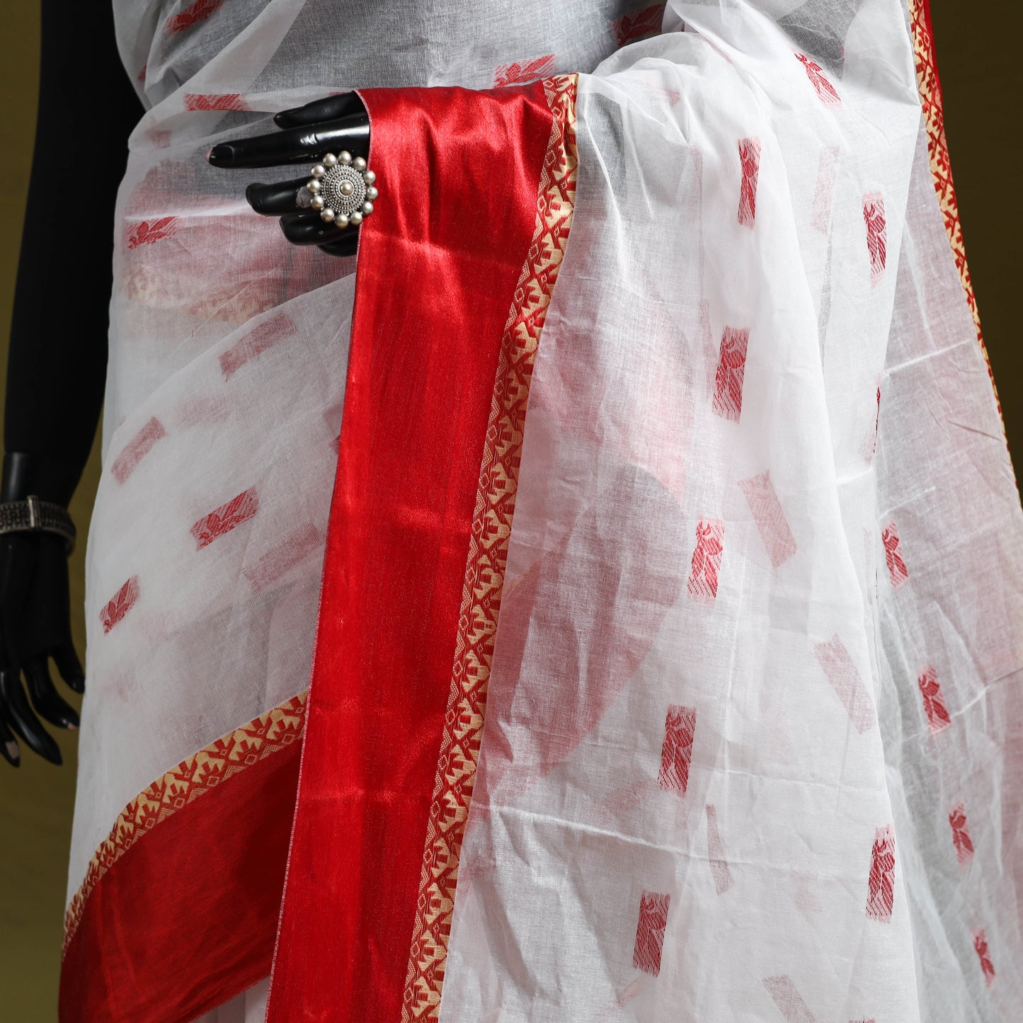Handloom pure cotton phulia jamdani saree 39 - handcrafted