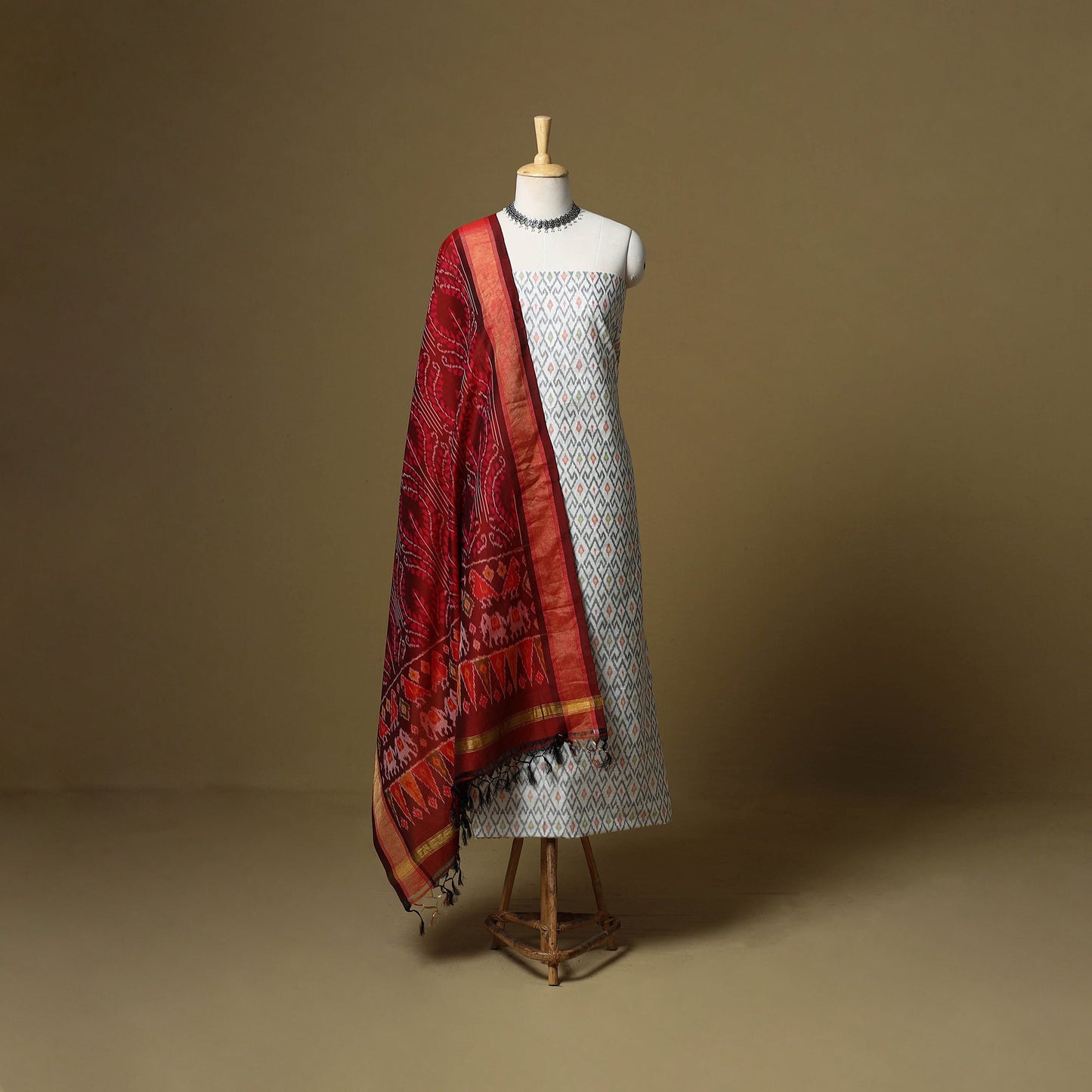 Handloom sico pochampally ikat 2pc unstitched dress