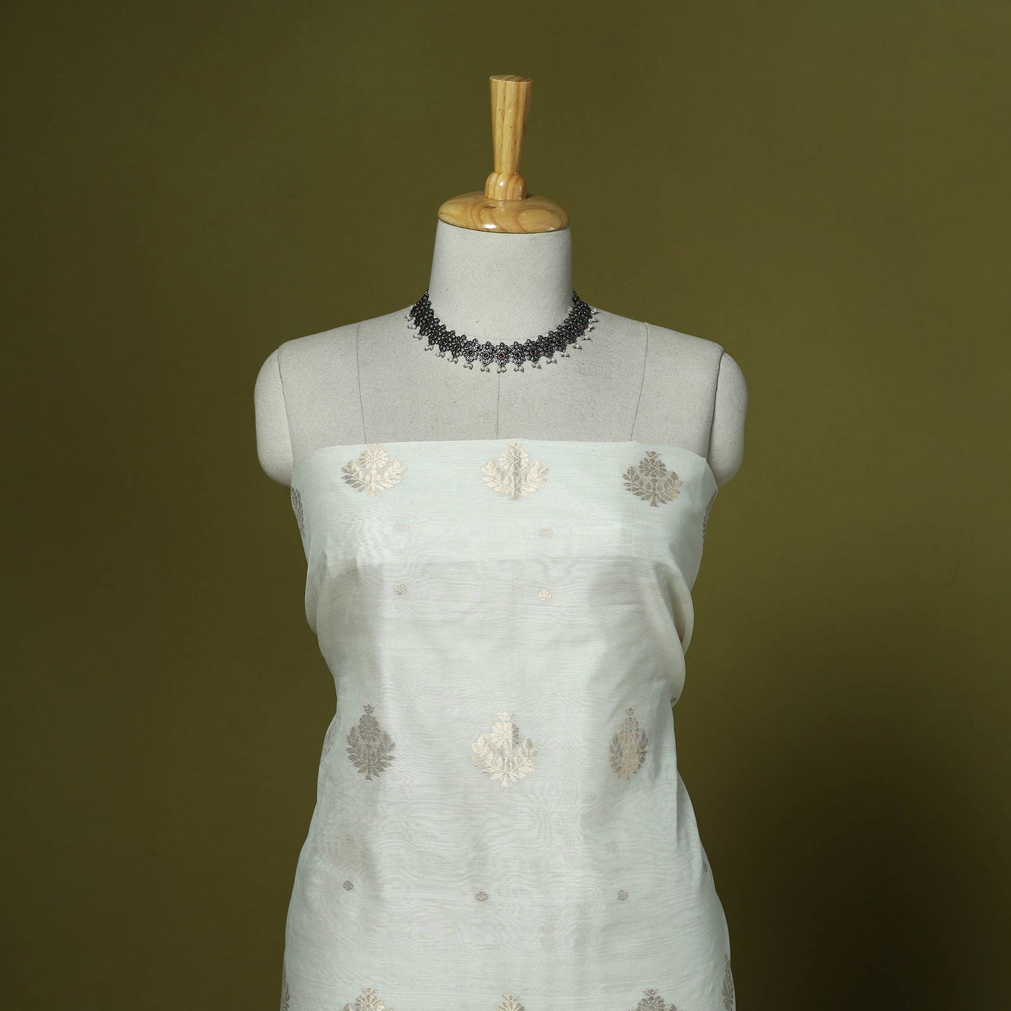 Handloom zari buti chanderi silk 2pc unstitched dress